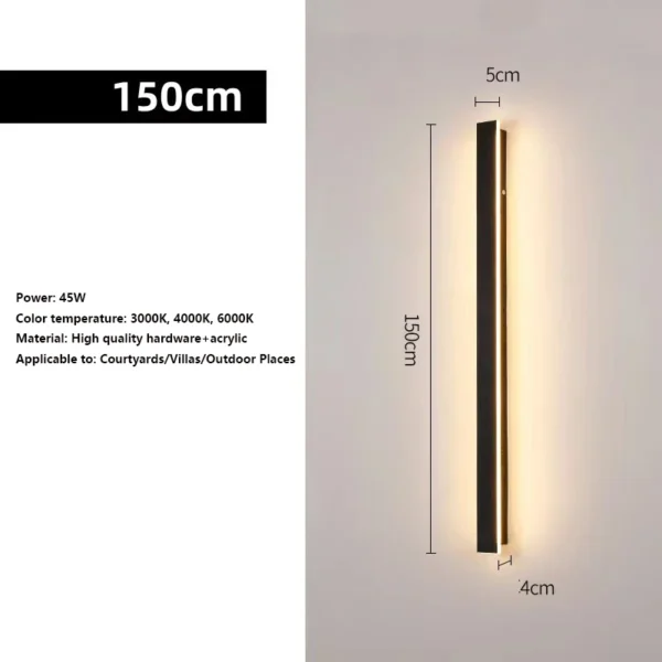 Modern Waterproof Outdoor Wall Lamp LED Long Line Lamp IP65 Aluminum Wall Light Garden Villa Porch Wall Light DC24V AC85V-265V - Image 4