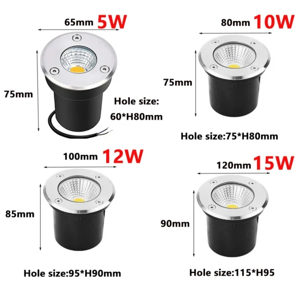 Hight Power Waterproof led Light Garden Underground 5W 10W 15W IP67 Outdoor Buried Garden Path Spot Recessed Inground Lighting