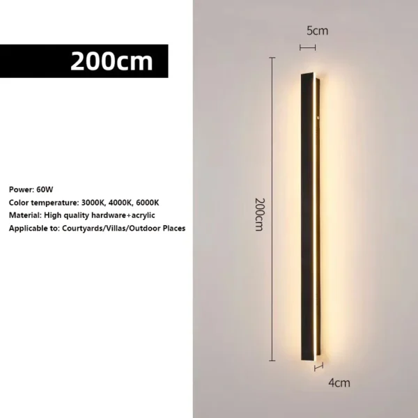 Modern Waterproof Outdoor Wall Lamp LED Long Line Lamp IP65 Aluminum Wall Light Garden Villa Porch Wall Light DC24V AC85V-265V - Image 5