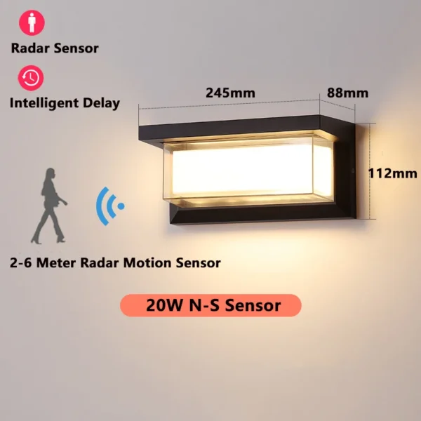 With Motion Sensor Wall Light Outdoor Lighting 20W Wall Lamp Outdoor IP65 Waterproof LED Wall Lamp Porche Balcony Garden AC220V - Image 4